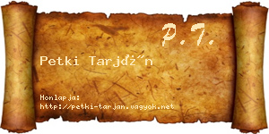 Petki Tarján névjegykártya